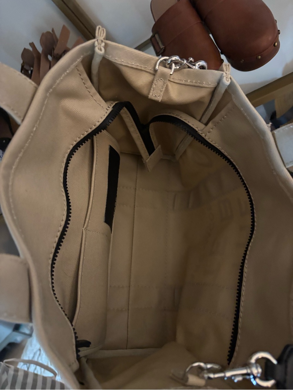 Marc Jacobs Beige 'THE TOTE BAG' Canvas Tote with Black Strap - Picture 5 of 5